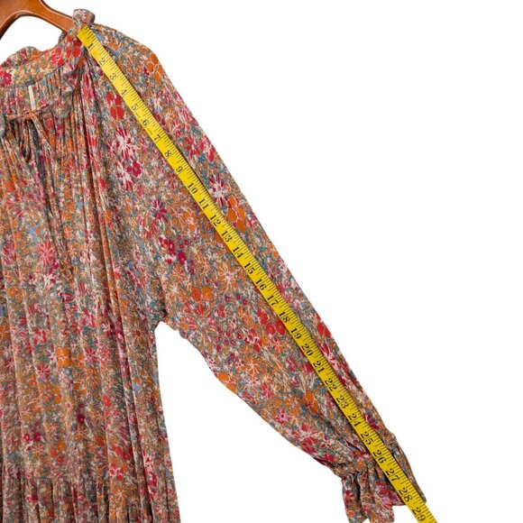 Free People Feeling Groovy Maxi Dress Multicolor Floral Cottagecore Tiered Sz M - Picture 10 of 11